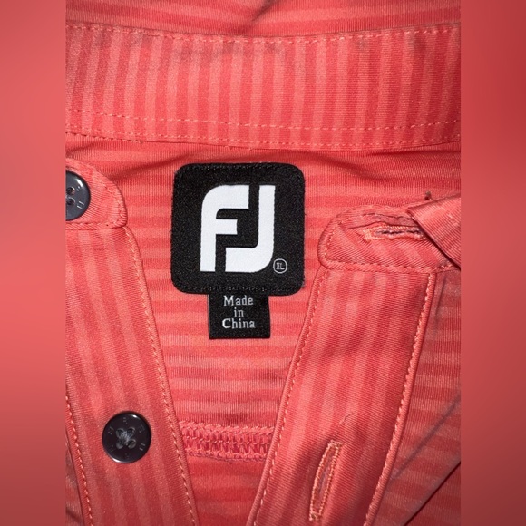 NBW: FootJoy Men’s Striped Golf Polo, size XL, coral/ peach color - Picture 4 of 6